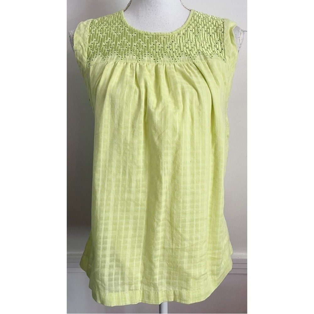 J.Crew • Bright Light Green Smocked Tank Top